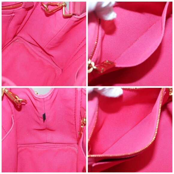 PRADA Canapa PM Hand Bag Canvas Pink Gold - Picture 15 of 16